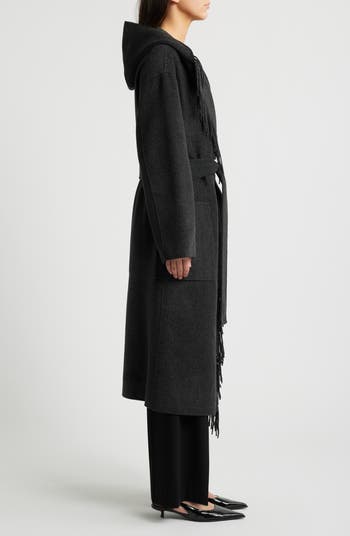 COS Fringe Detail Double Face Wool Blend Wrap Coat | Nordstrom COS Fringe Detail Double Face Wool Blend Wrap Coat | Nordstrom