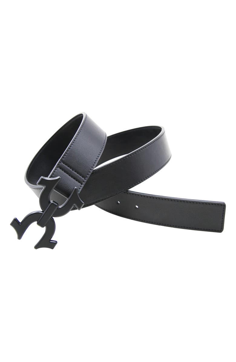 True Religion Agio Double Horseshoe Buckle Belt, Alternate, color, Black