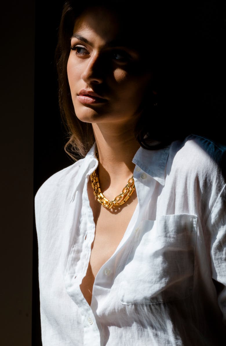 CHRISTINA CARUSO Double Link Necklace, Alternate, color, 14K Gold