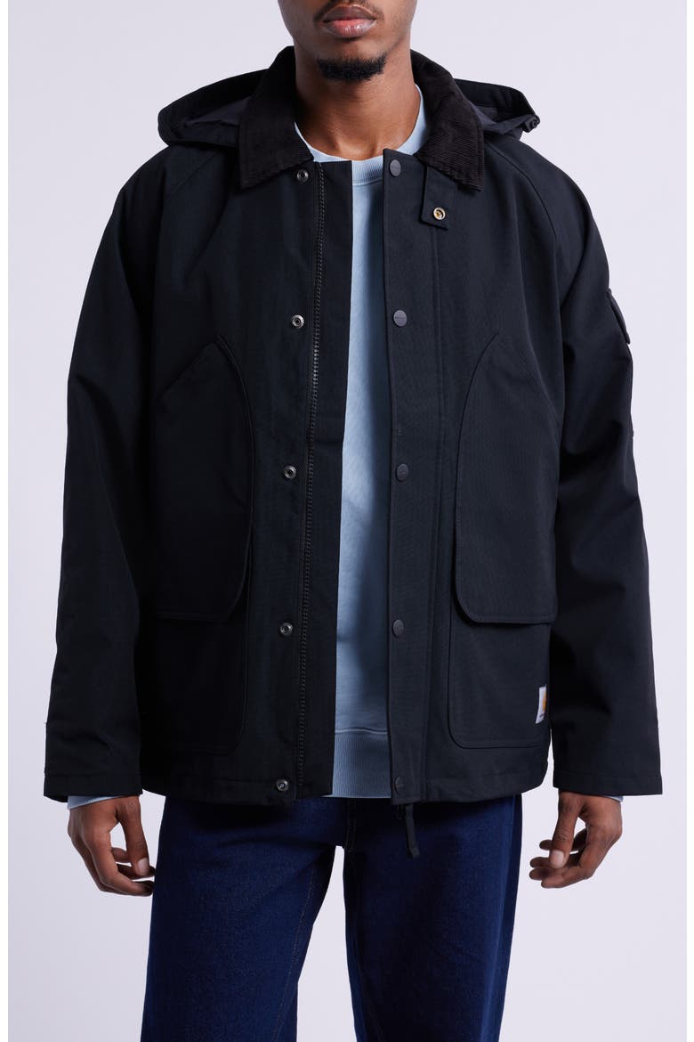 Clarton Nylon Canvas Jacket with Removable Hood, Main, color, BLACK / BLACK