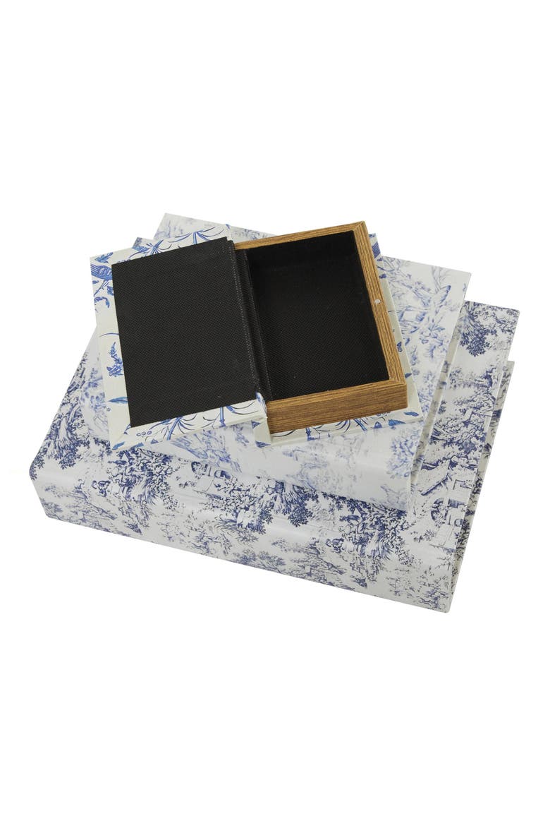 Set of 3 Faux Book Boxes, Alternate, color, WHITE