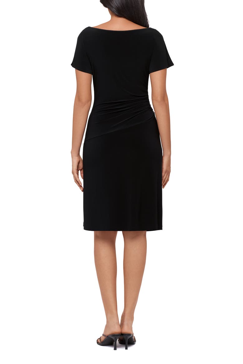 Zari Draped Boat Neck Split Sleeve Stretch Jersey Dress, Alternate, color, BLACK
