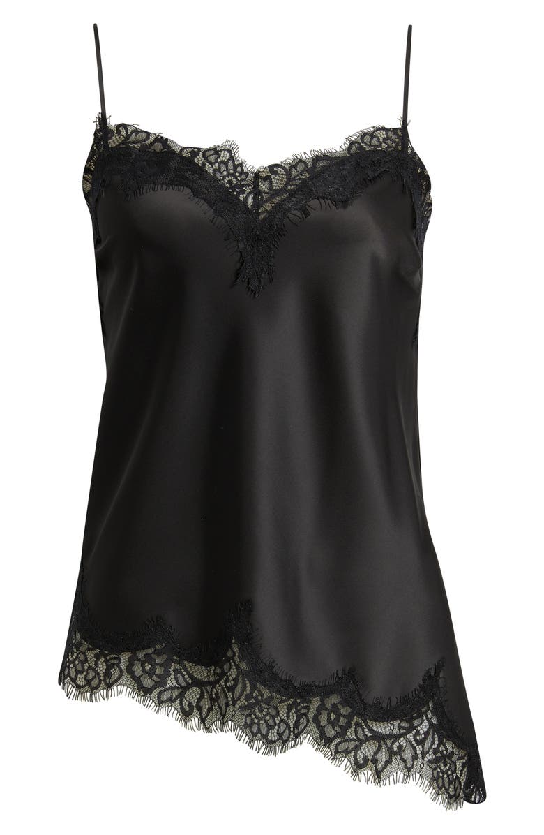 Open Edit Lace Trim Satin Camisole, Alternate, color, Black