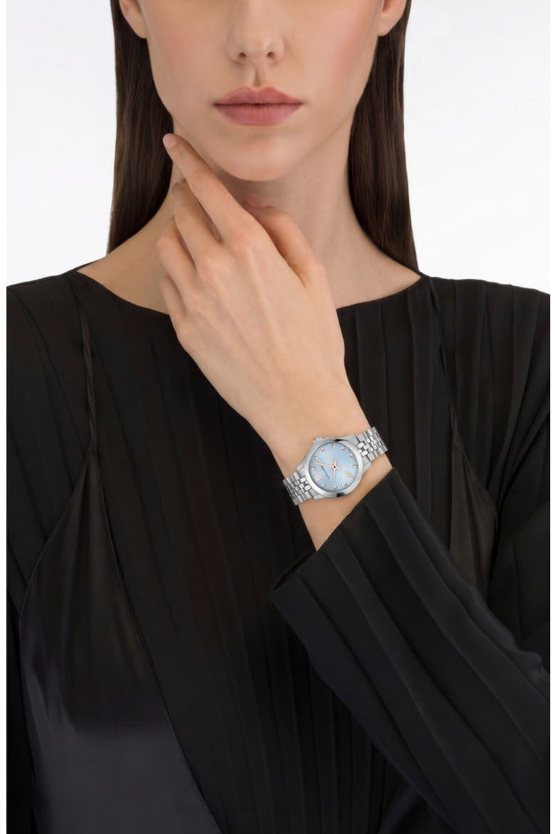 Duo Mini Bracelet Watch, 25mm, Alternate, color, STAINLESS STEEL/ BLUE