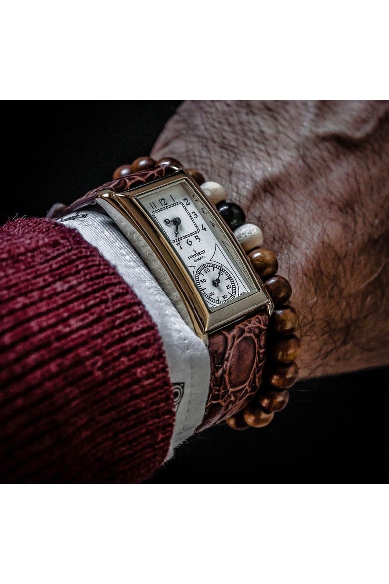 Vintage Large Rectangular Remote Sweep Leather Watch- 40x24MM, Alternate, color, Brown