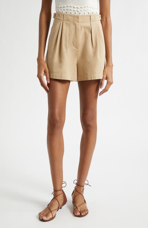 Kira Pleated Cotton Shorts