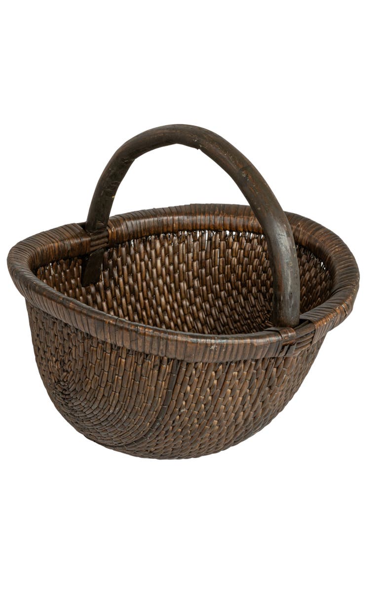 Storied Home Antique Finish Hand-Woven Wicker Basket, Main, color, 