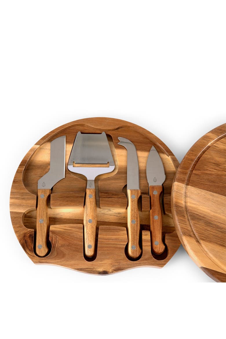 TOSCANA Acacia Circo Cheese Cutting Board & Tools Set, Alternate, color, BROWN