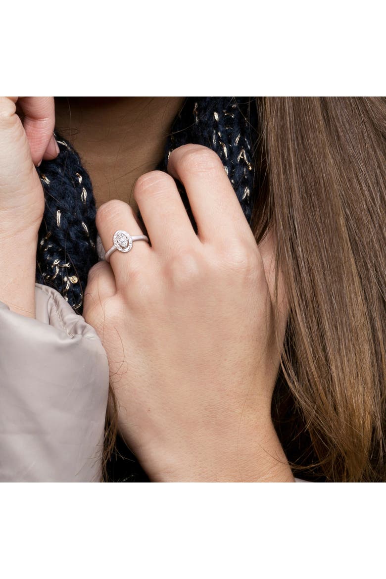 Diamond Oval-Shape Cluster Ring 14k, Alternate, color, 14k White Gold