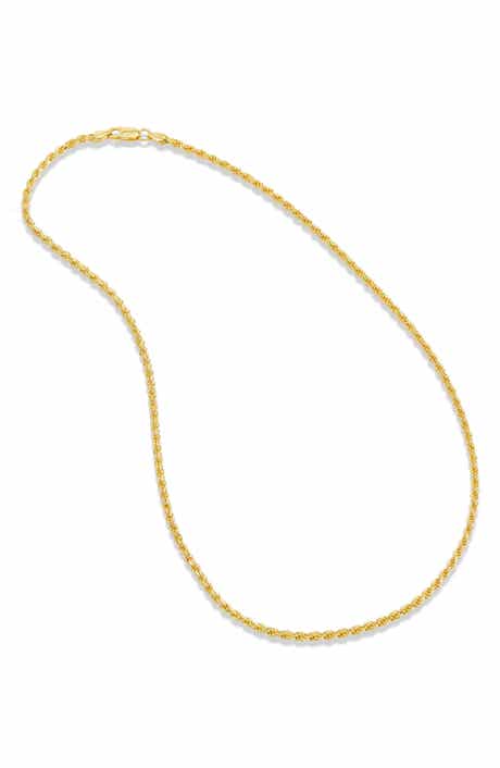 SAVVY CIE JEWELS 18K Yellow Gold Plated Sterling Silver Rope Chain Necklace