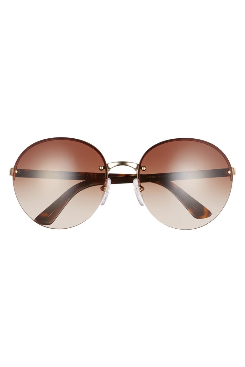 61mm Rimless Round Sunglasses, Alternate, color, BROWN/ GOLD/ BROWN GRADIENT