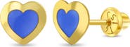 In Season Jewelry 14k Enamel Heart Girl Earrings