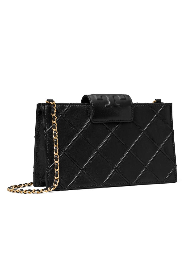 Mini Fleming Soft Quilted Leather Wallet on a Chain, Alternate, color, BLACK