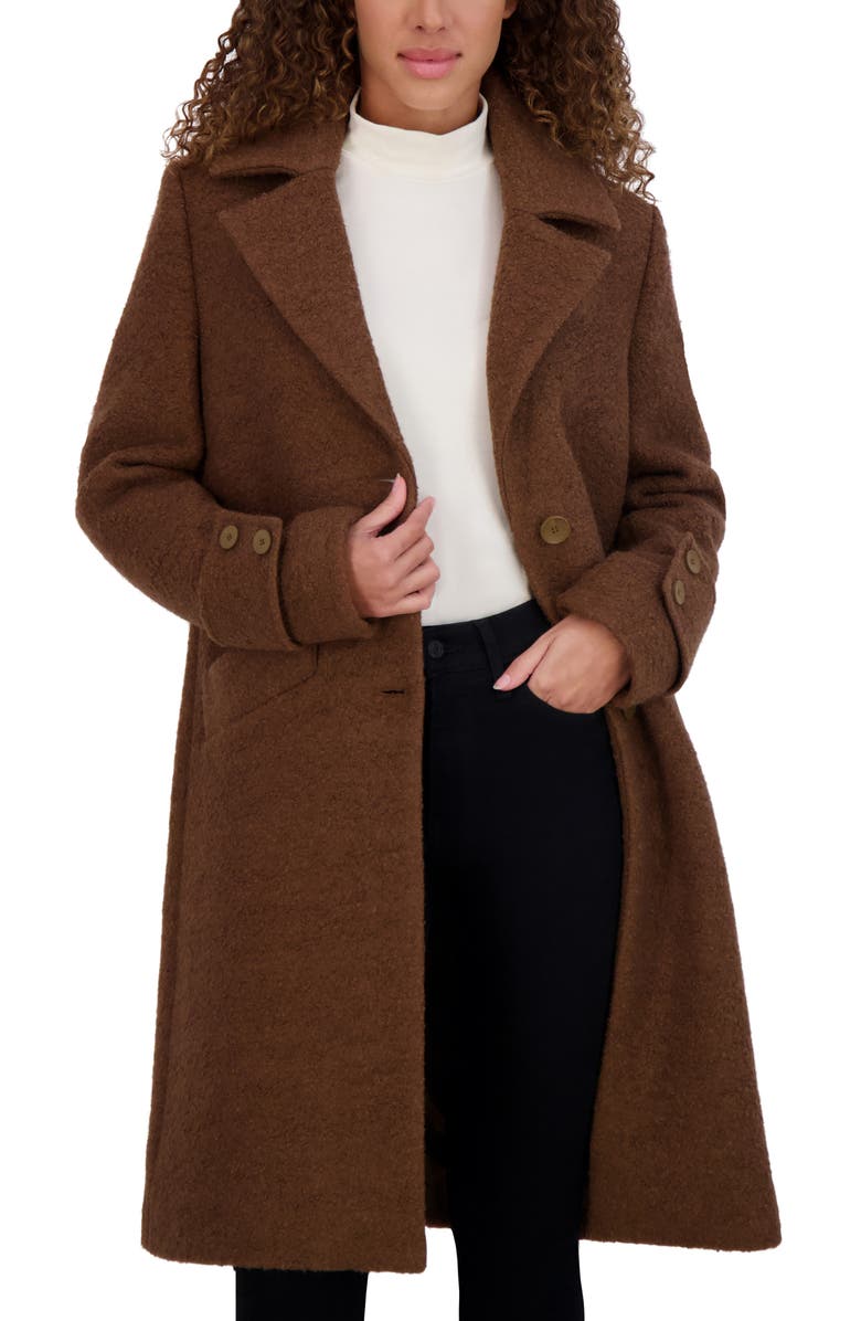 Andrew Marc Regine Pressed Bouclé Wool Blend Coat, Alternate, color, Sepia