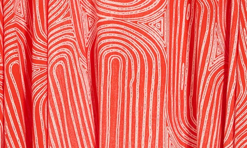Nordstrom Rack Flowy Beach Cover-up Cardigan & Shorts Set In Red Geo Pattern