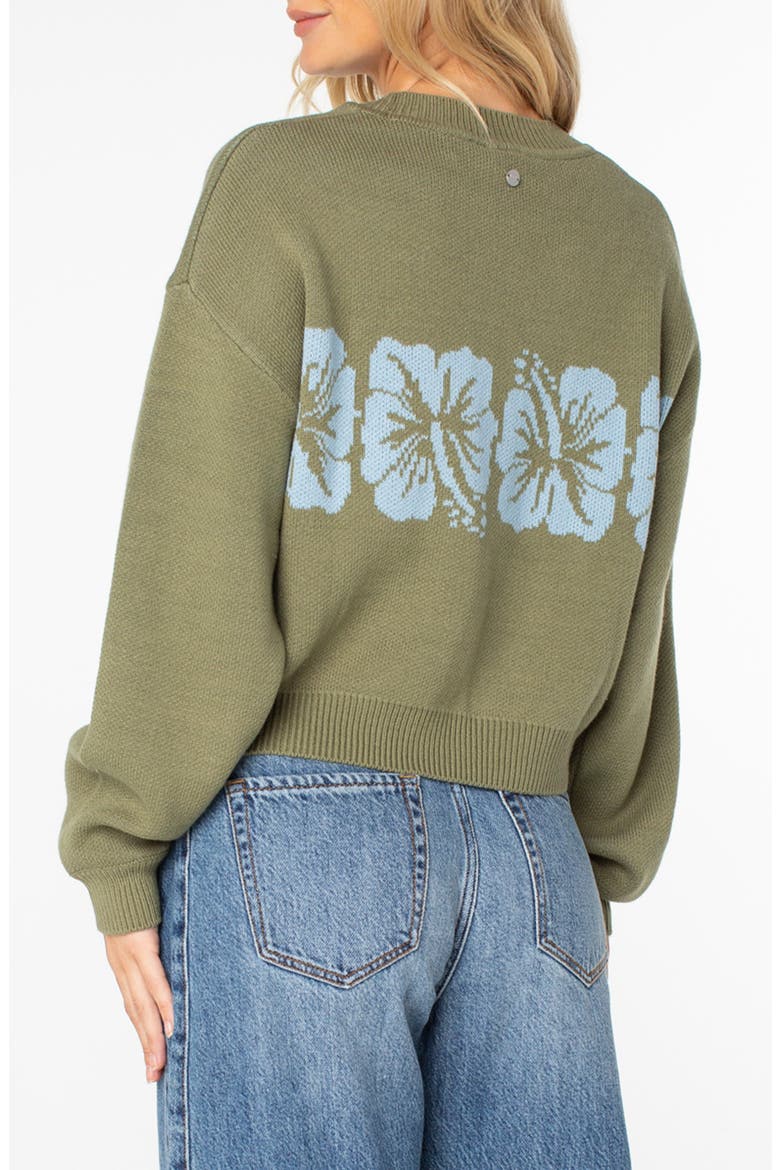 Hibiscus Harmony Sweater, Alternate, color, OIL GREEN