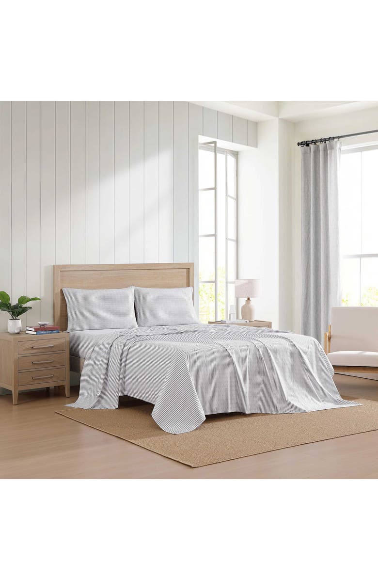 Tommy Hilfiger Monogram Stripe Cotton Percale Sheet Set, Alternate, color, Navy