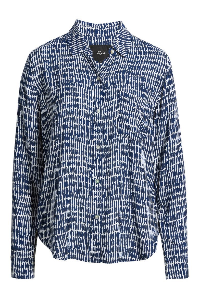 Josephine Print Button-Up Shirt, Alternate, color, NAVY PEBBLED