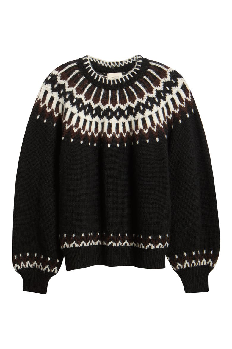 Field Fair Isle Crewneck Sweater, Alternate, color, BLACK ABERDEEN FAIR ISLE