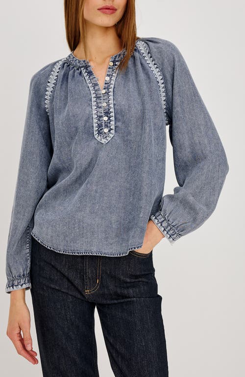 Rails Tali Embroidered Split Neck Top in Blue Ridge at Nordstrom, Size X-Large