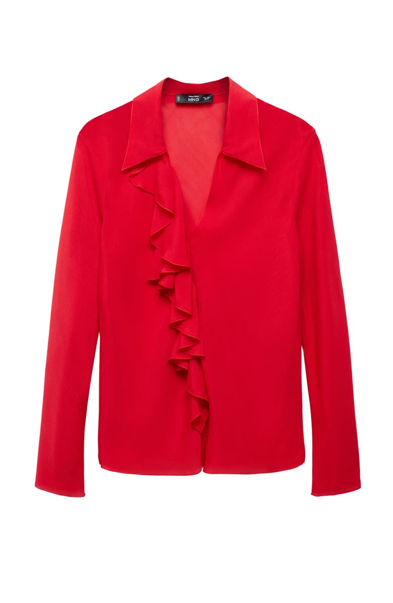 MANGO Ruffle Long Sleeve Top, Alternate, color, 