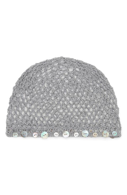 Button Trim Open Stitch Hat