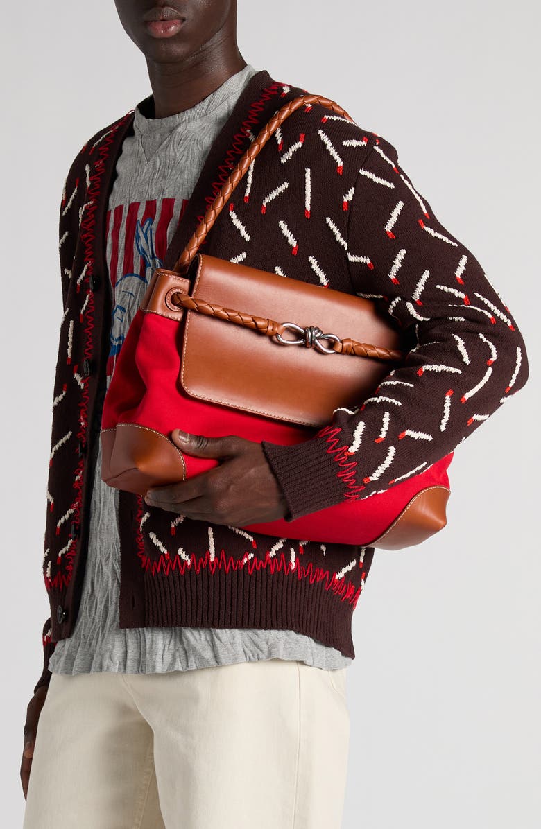 Bottega Veneta Andiamo Mixed Media Messenger Bag, Alternate, color, 6544 Sca/ Li W-Na/ Li W-V.s