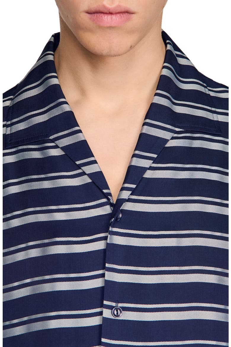 Striped boat neck shirt, Alternate, color, Navy blue