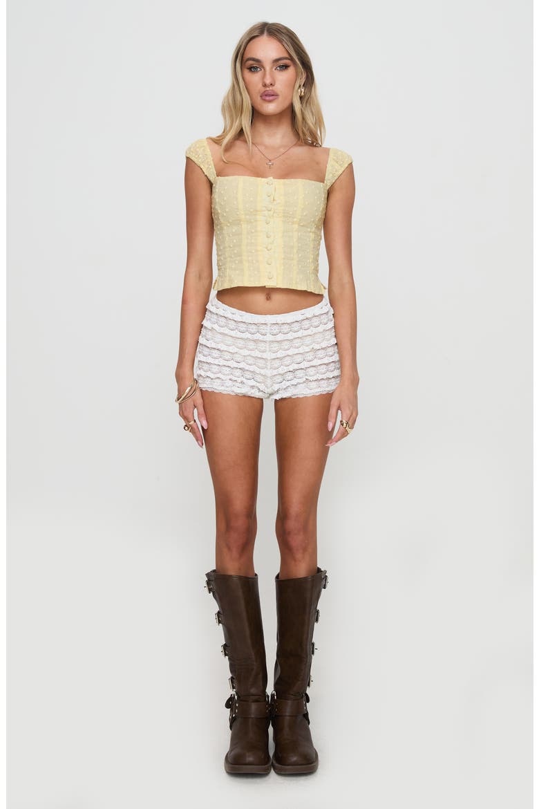 Lyncher Embroidered Cotton & Linen Bustier Top, Alternate, color, YELLOW