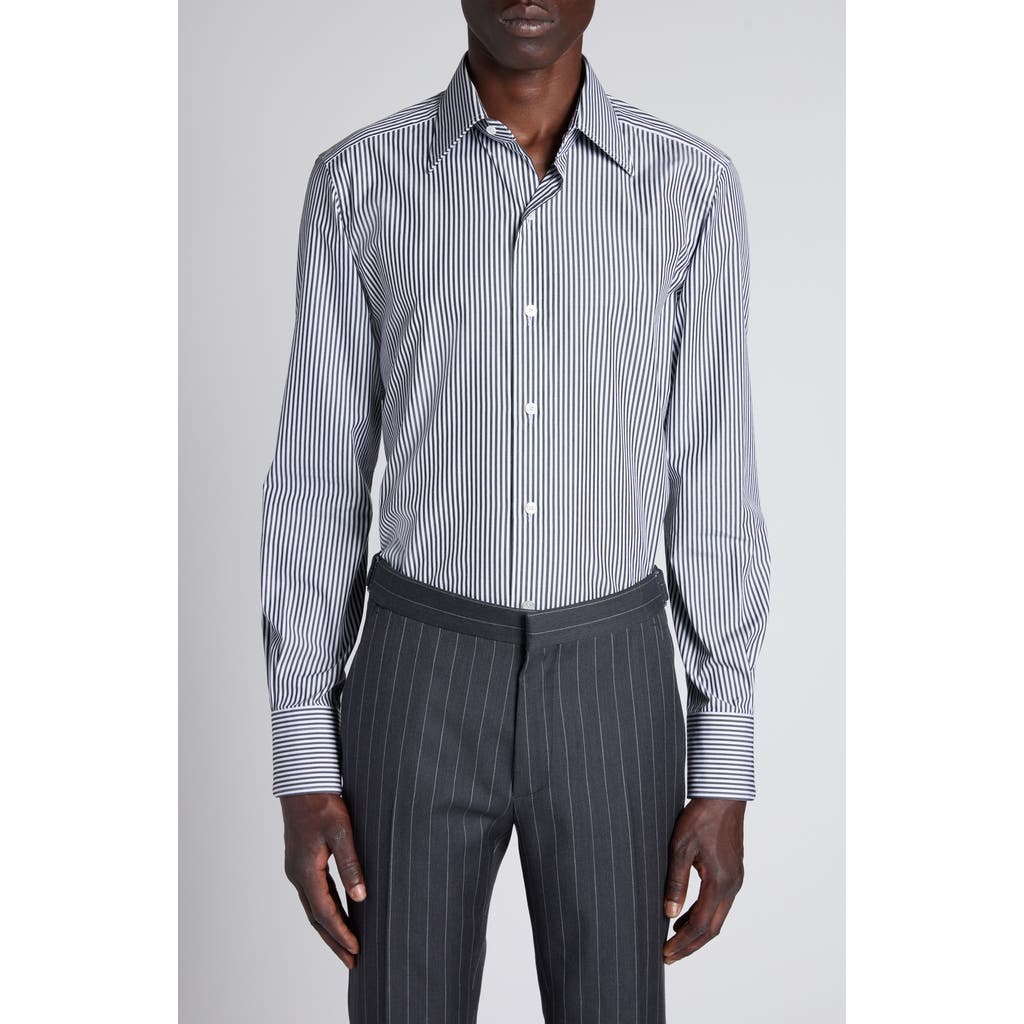 Tom Ford Striped Pattern Button-down Collar Long Sleeves Shirt In Multi