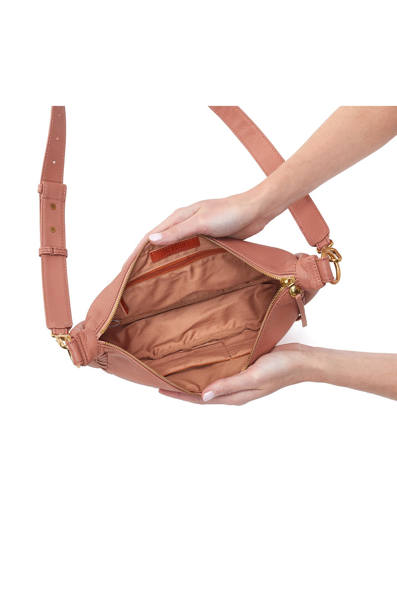 HOBO Knox Leather Crescent Crossbody Bag, Alternate, color, Cork