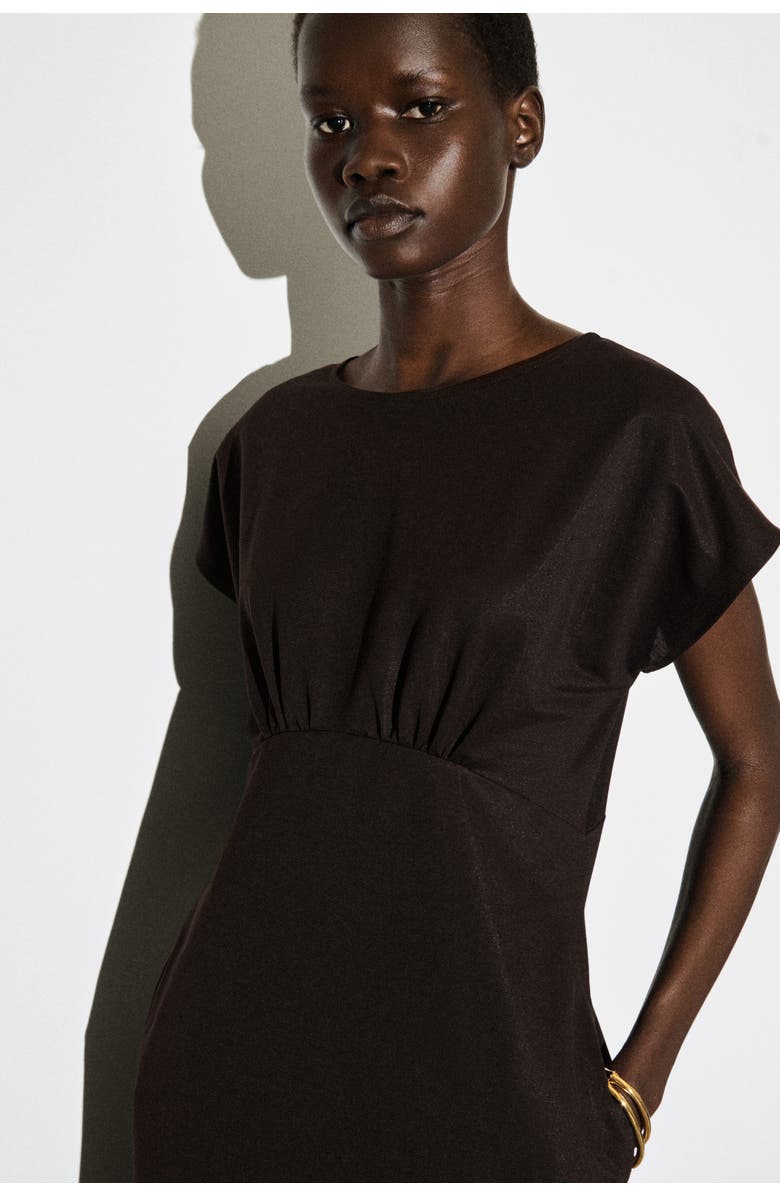 COS Sculpted Gathered Jersey Midi Dress, Alternate, color, Brown