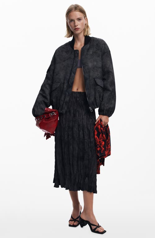 Desigual Pleated Midi Skirt In Black