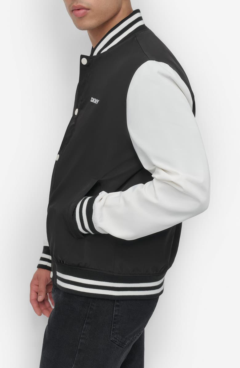DKNY Varsity Jacket, Alternate, color, Black
