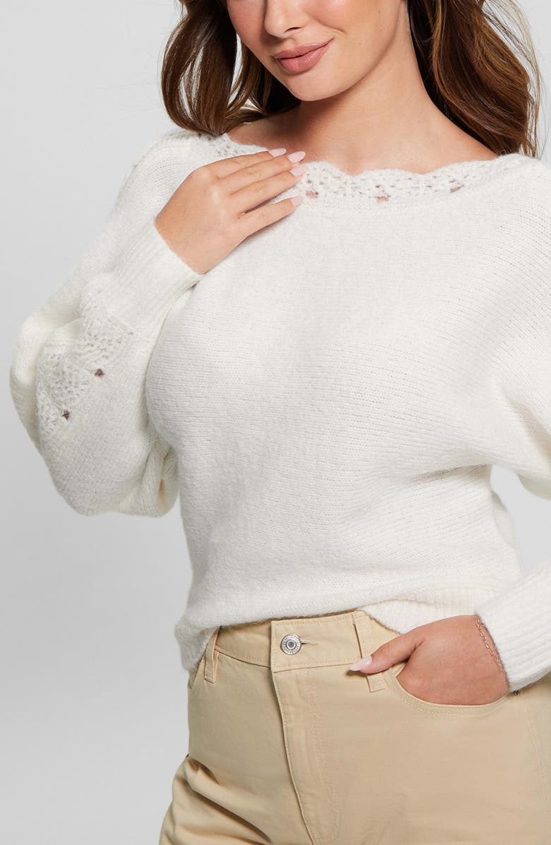 GUESS Malorie Pointelle Detail Dolman Sleeve Sweater, Alternate, color,
