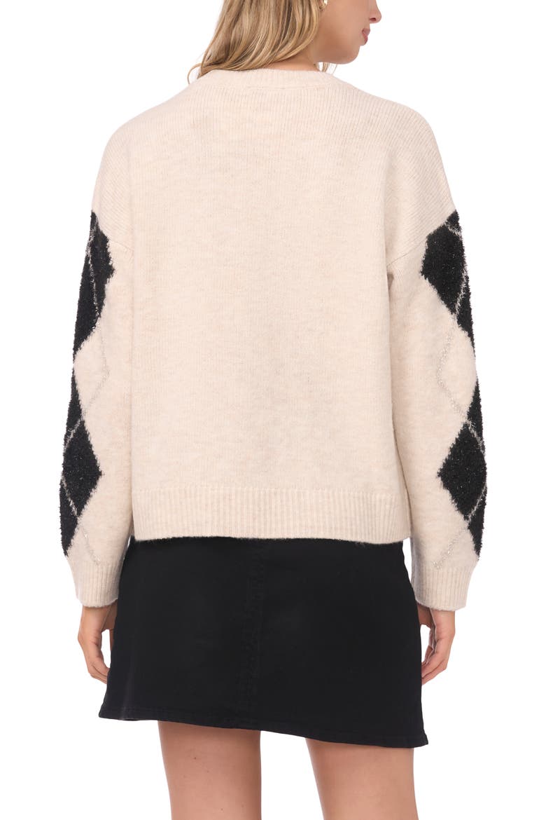 Argyle Metallic Crewneck Sweater, Alternate, color, LIGHT OAT HEATHER