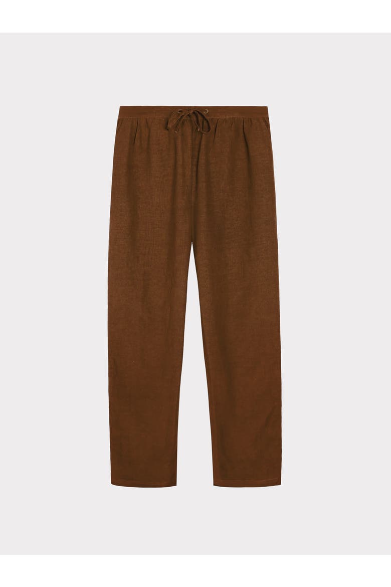Tapered Linen Blend Trousers, Alternate, color, Light Chocolate