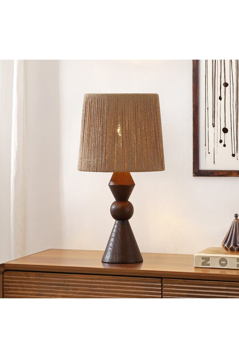 Tapered Rope End JONATHAN Y Orbic Taper Cottage Resin/Metal LED Table Lamp with Paper ...