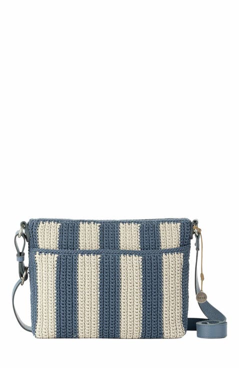 【新品】BLUE LABEL 手袋 カシミヤ・ウール混合 チェック柄 Light Blue Zetta Checkered Canvas Crossbody Bag - CHARLES
