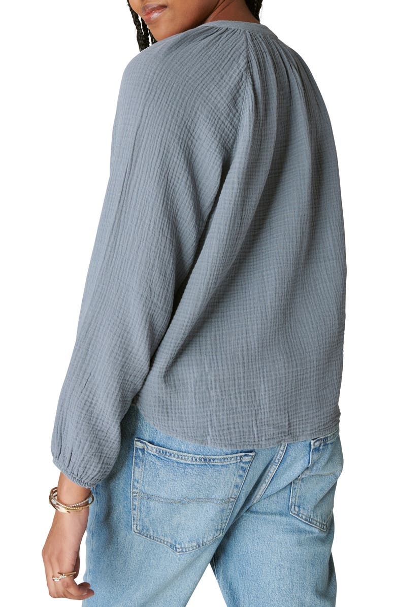 Lucky Brand Long Sleeve Cotton Gauze Blouse, Alternate, color,