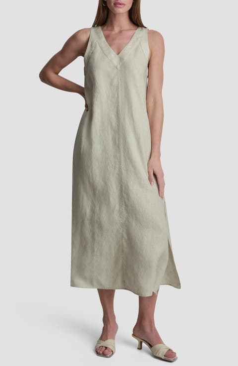V-Neck Linen Maxi Dress
