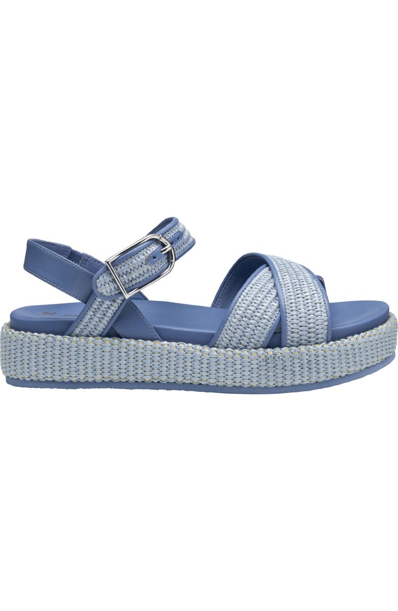 Johnston & Murphy Carli Ankle Strap Platform Sandal, Alternate, color, Light Blue Raffia