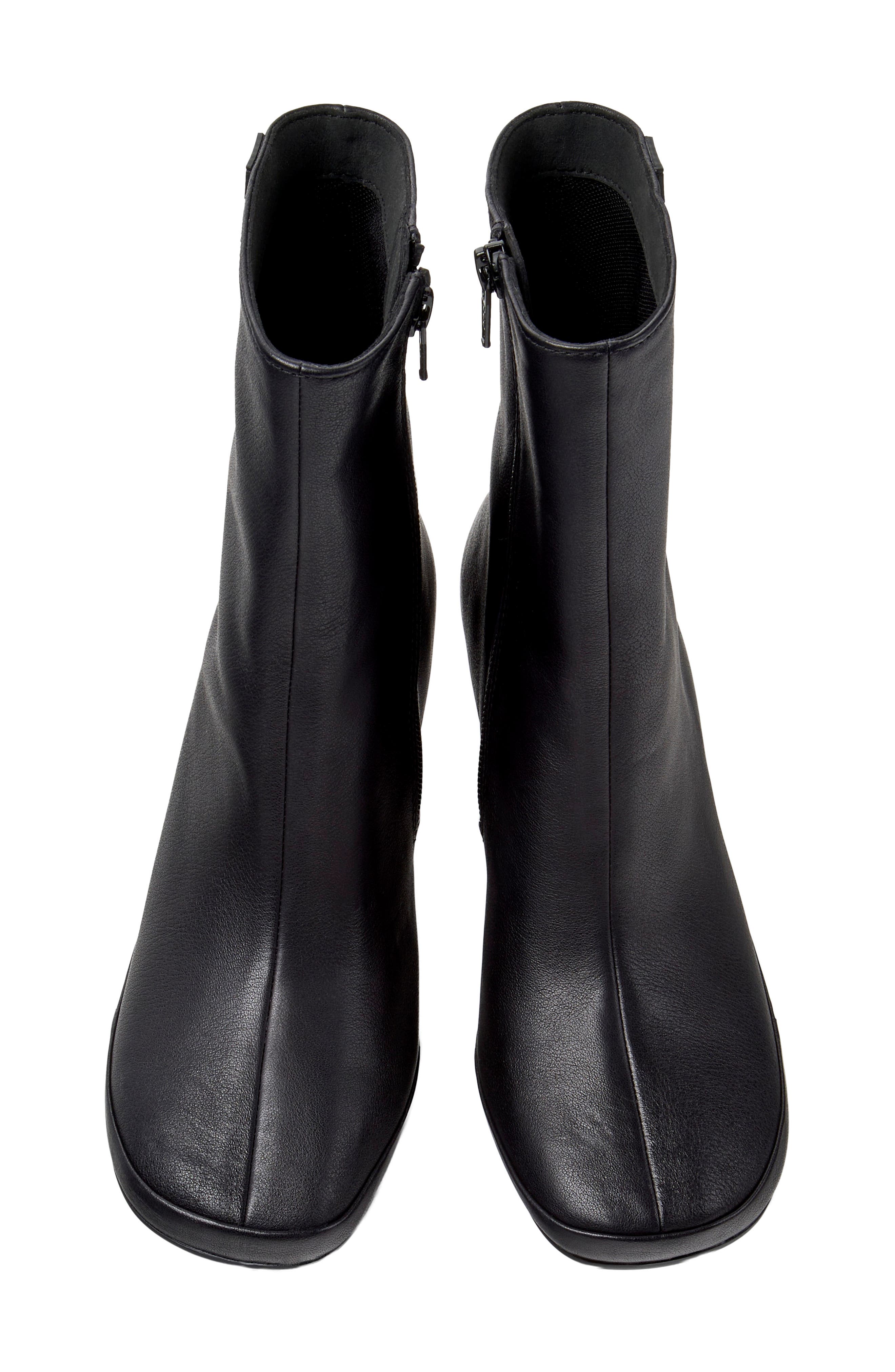 Right Left Leather Bootie, Alternate, color, BLACK