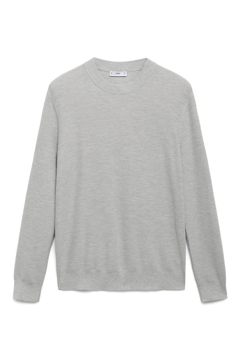 Crewneck Piqué Sweater, Alternate, color, MEDIUM HEATHER GREY