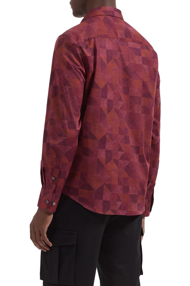 Julian Shaped Fit Long Sleeve Shirt, Alternate, color, BURGUNDY