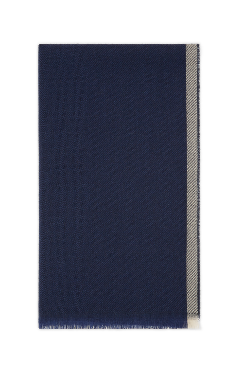 Brunello Cucinelli Wool-cashmere Stripe Scarf In Blue