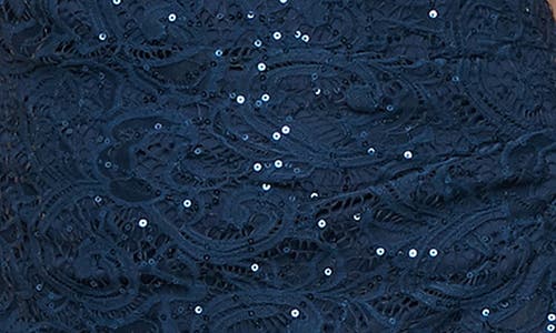 Alex Evenings Sequin Lace Cascading Ruffle Gown In Blue