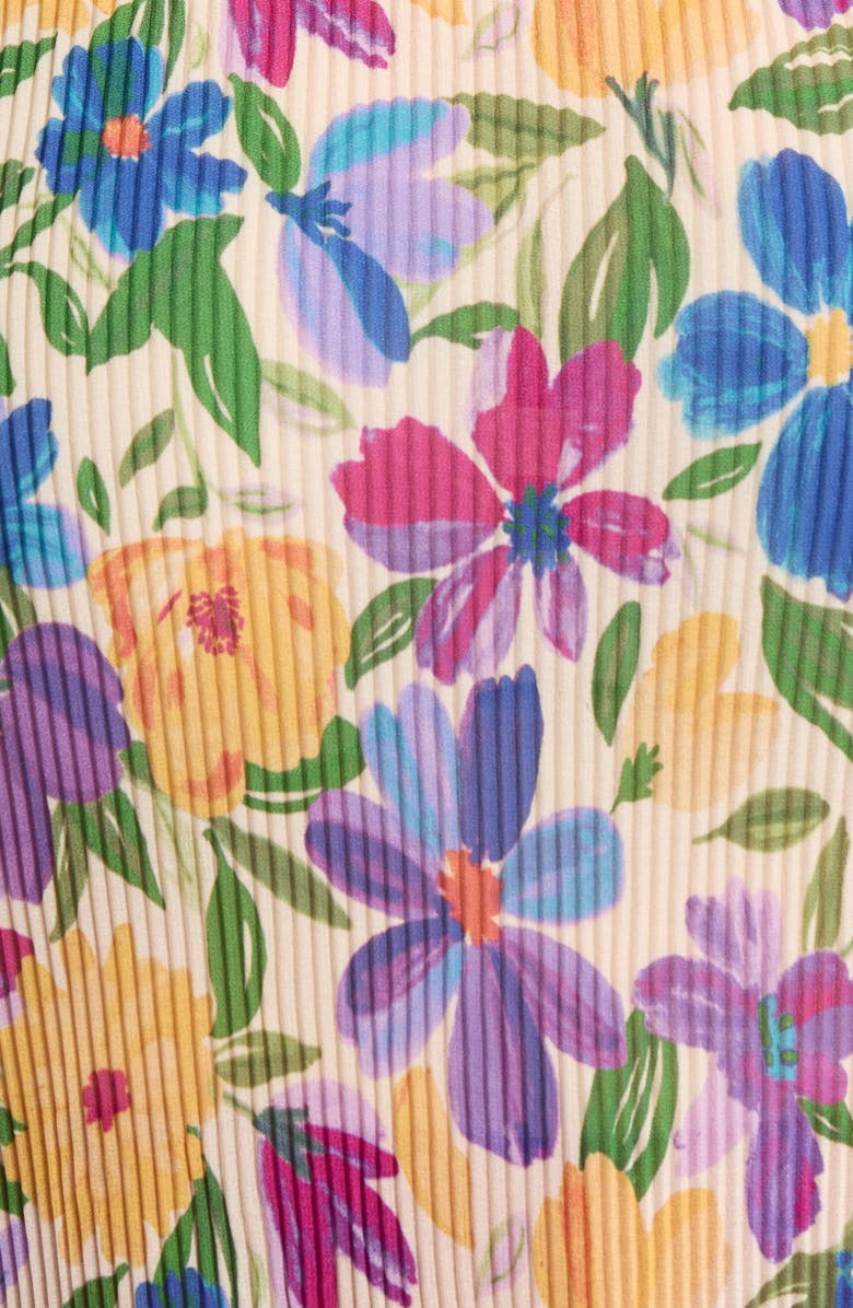 Tahari ASL Floral Plissé Cap Sleeve Top, Alternate, color, Sand Berry Floral