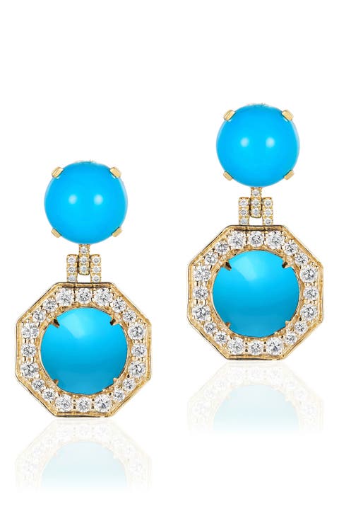 Rock 'n Roll 18k Gold Opal & Diamond Drop Earrings