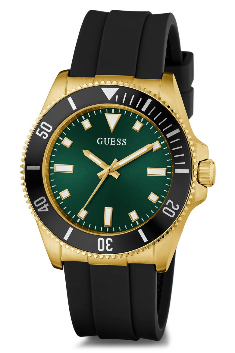 Cliff Silicone Strap Watch, 41mm, Alternate, color, BLACK/ GOLD